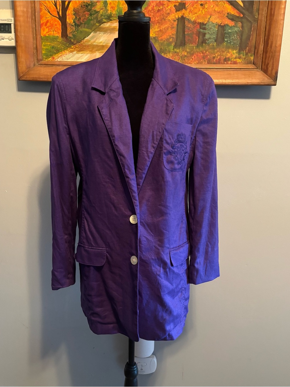 Lauren Ralph Lauren Purple 100% Linen Blazer Size 12 - Lauren Collection